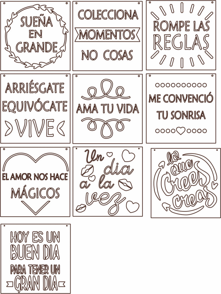 Cuadros con frases motivadoras — vector para corte CNC