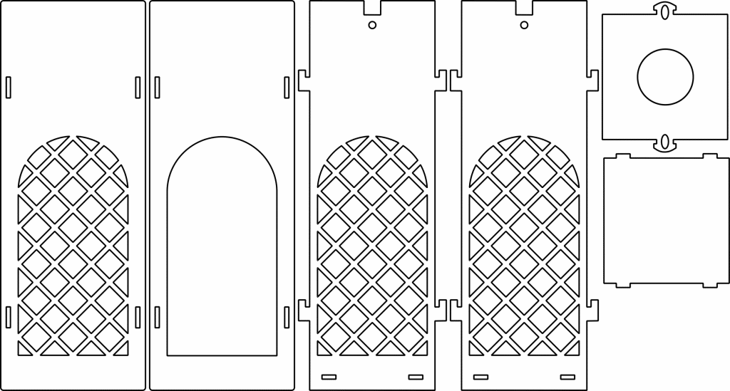 Caja portavino con ventana de rejilla — vector para corte CNC