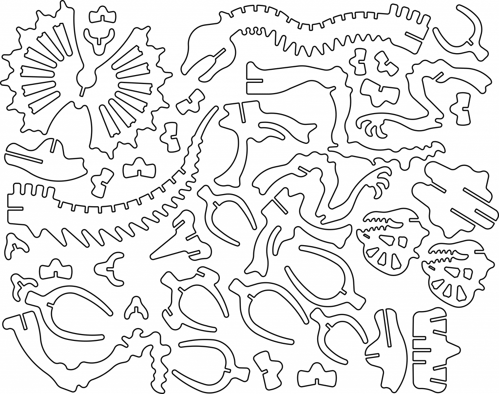 Huesos de Ceratopsier a 1.5mm — vector para corte CNC