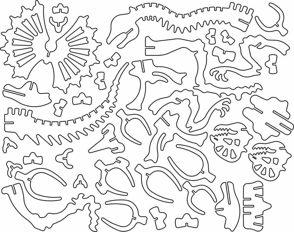 Huesos de Ceratopsier a 3mm — vector para corte CNC