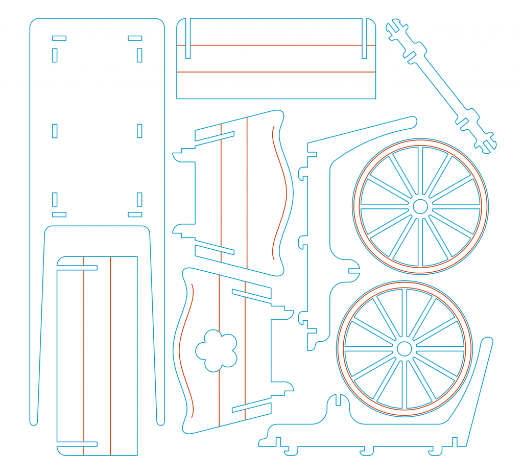 Carruaje de dos ruedas — vector para corte CNC