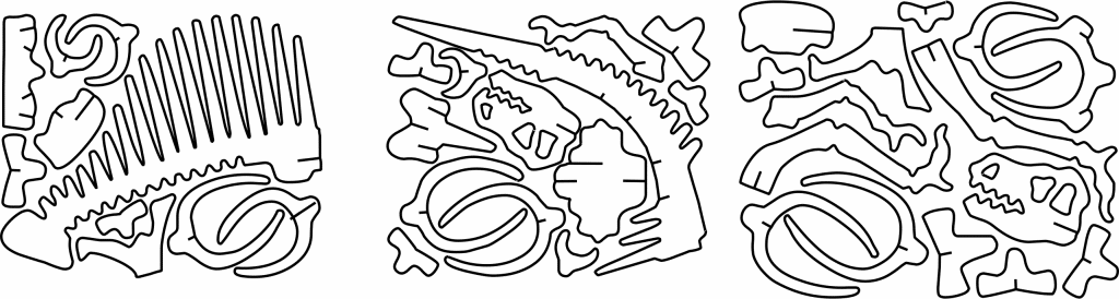 Clasificación de los huesos de  un Spinosaurus. — vector para corte CNC