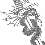 Dragón rodeando una espada - Vector descarganle para corte CNC y grabado laser gratis | Stanser
