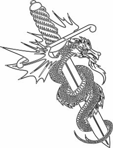 Dragón rodeando una espada