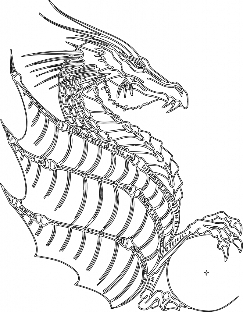 Dragón alas largas — vector para corte CNC