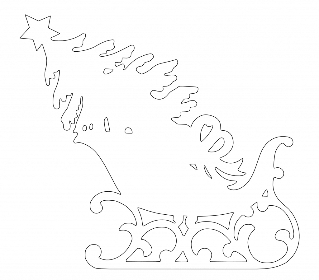 Trineo con pino navideño — vector para corte CNC