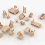 Set completo de muebles de casa 2 - Vector descarganle para corte CNC y grabado laser gratis | Stanser