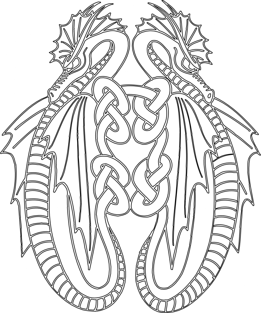 Dragones cola entrelazada — vector para corte CNC