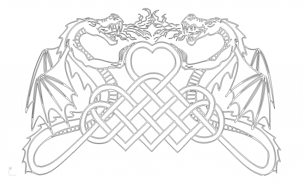 Dragón corazón entrelazado — vector para corte CNC