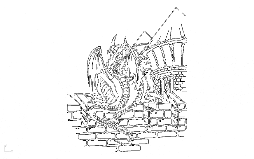 Dragón sobre pared de ladrillos