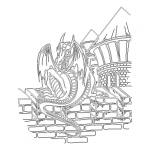 Dragón sobre pared de ladrillos - Vector descarganle para corte CNC y grabado laser gratis | Stanser
