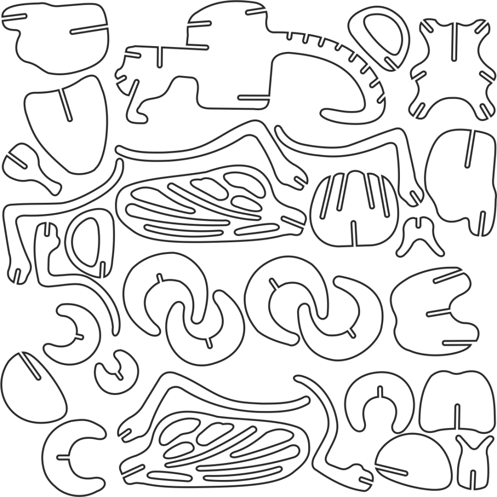 Estructura de dinosaurio — vector para corte CNC