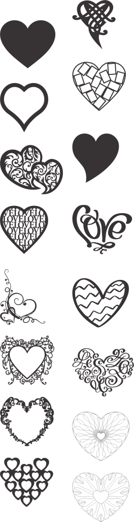 Diseños de corazones — vector para corte CNC