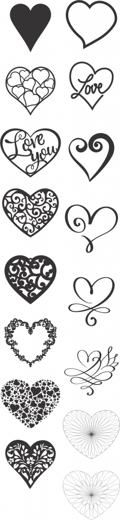 Diseños de corazones 4 — vector para corte CNC