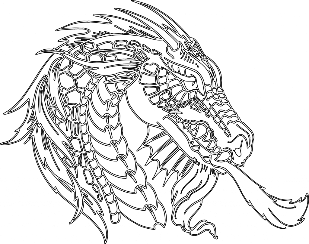 Cabeza de dragón furioso — vector para corte CNC