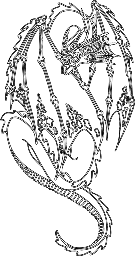 Dragón oculto en sus alas — vector para corte CNC