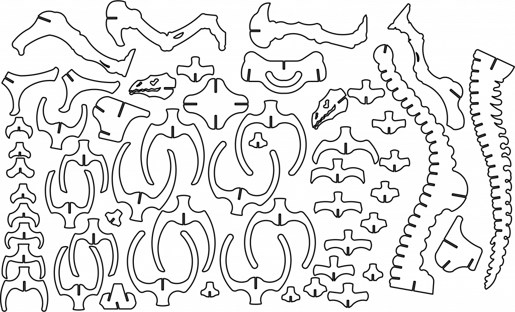 Huesos de Brontosaurio a 3mm — vector para corte CNC