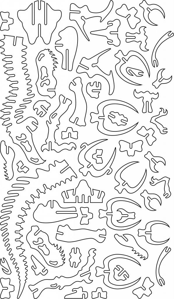 Huesos de dinosaurio — vector para corte CNC
