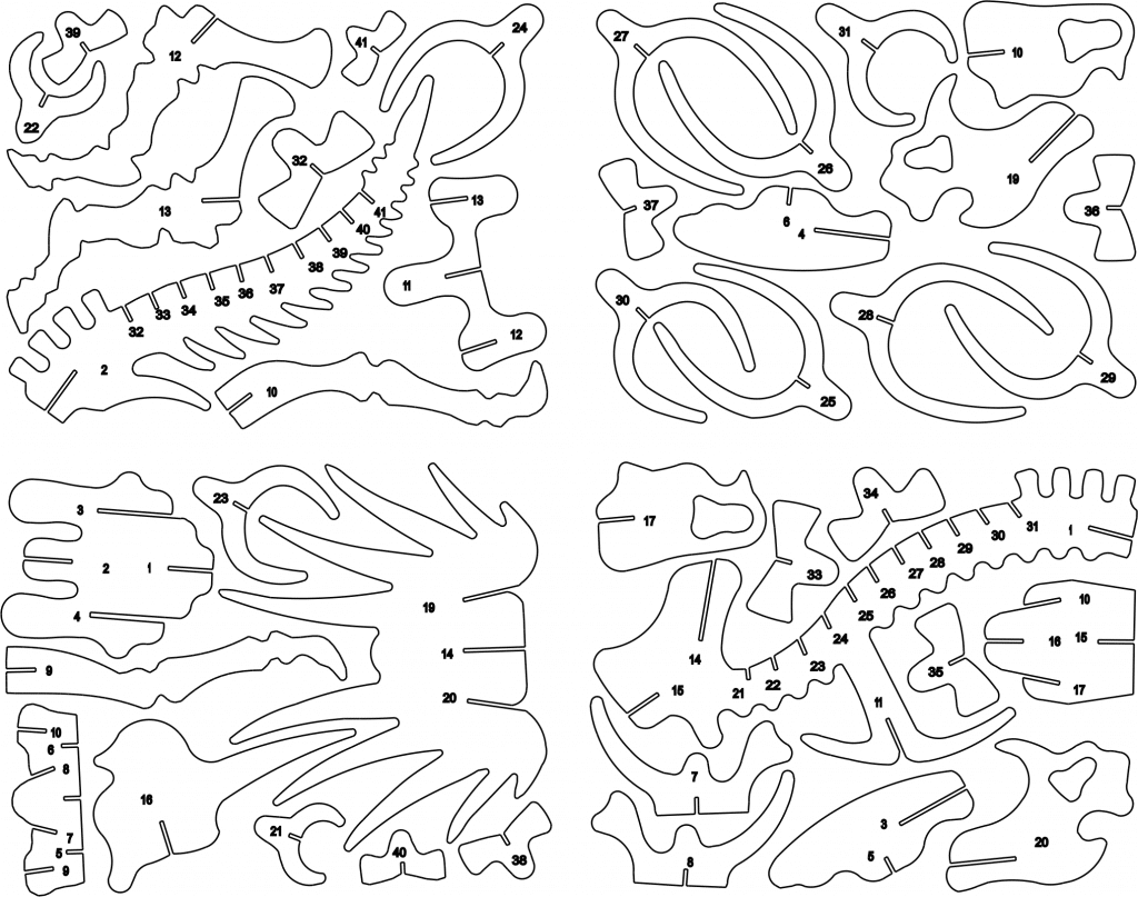 Huesos de styracosaurus a 1mm — vector para corte CNC