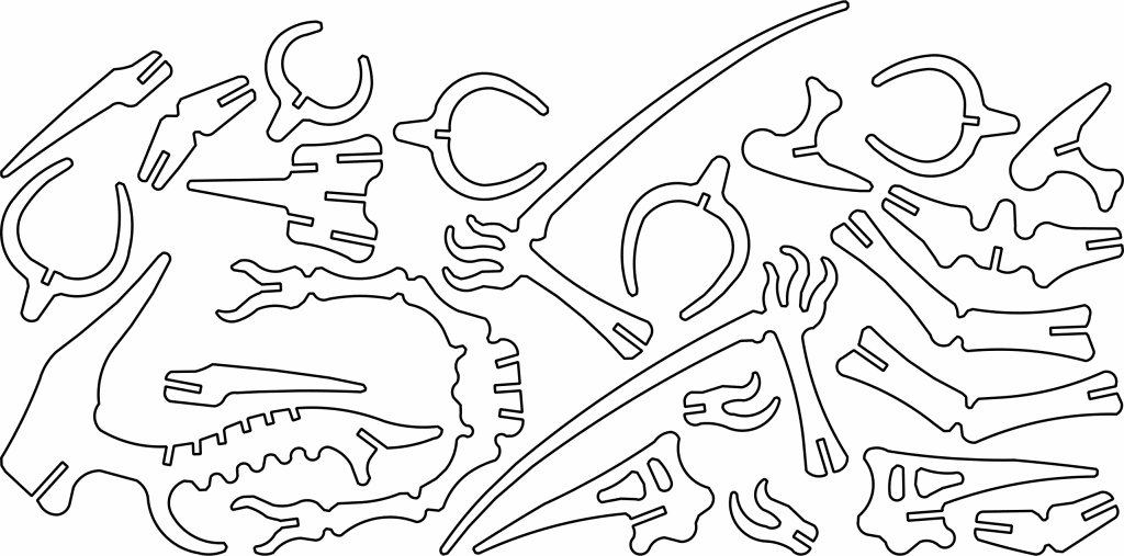 Huesos de Terodaptilo a 3mm — vector para corte CNC