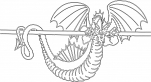 Dragón rodeando espada