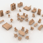Set completo de muebles de casa - Vector descarganle para corte CNC y grabado laser gratis | Stanser
