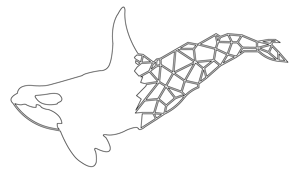 Orca con cola geométrica — vector para corte CNC
