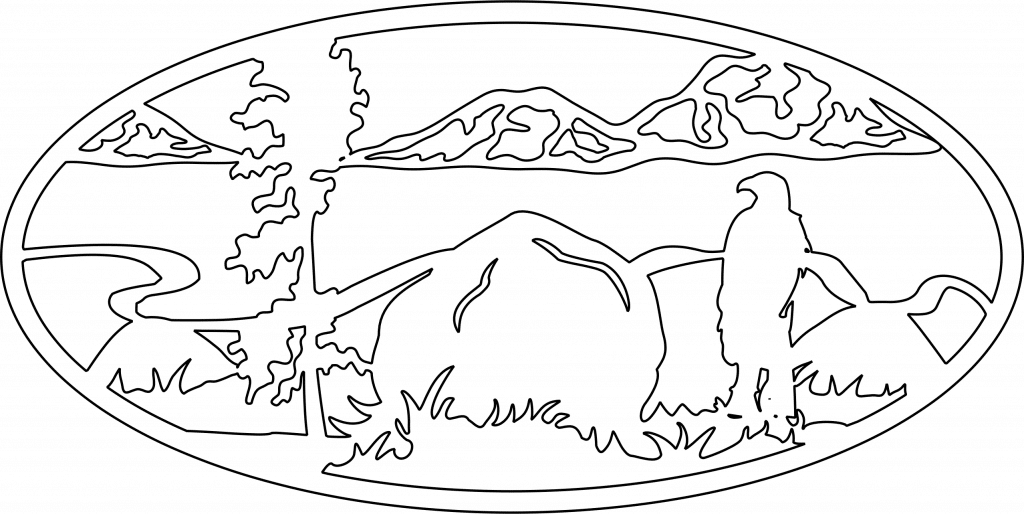 Cuervo en naturaleza — vector para corte CNC