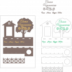 Portallaves "Casa y árboles" - Vector SVG DXF para CNC Router y Laser CO2 - Descargable gratis | Stanser
