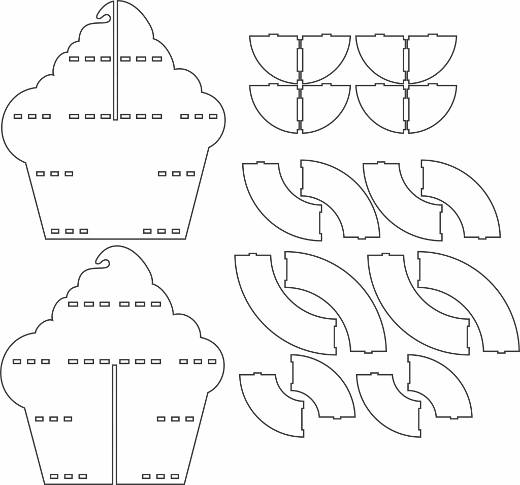 Portacupcakes múltiple. — vector para corte CNC