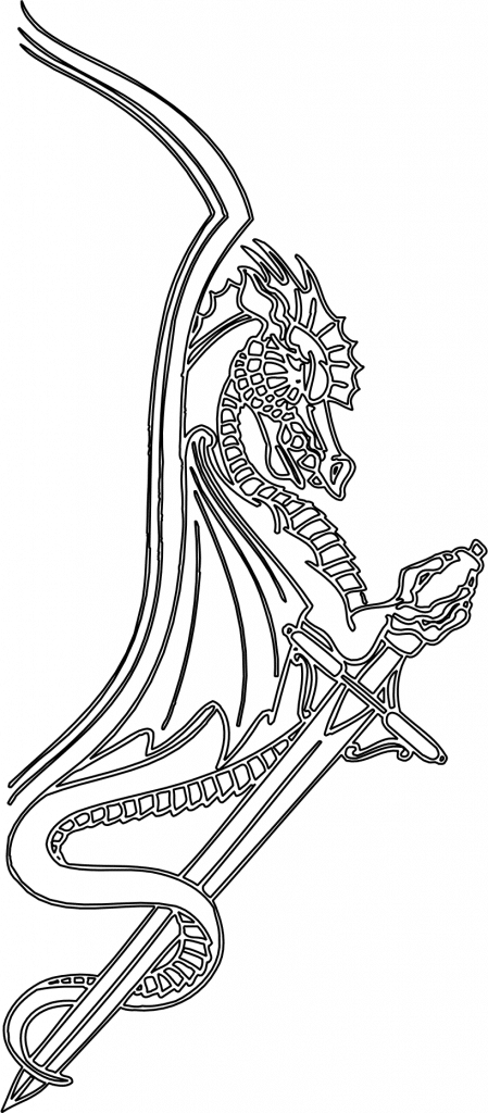 Dragón con espada — vector para corte CNC