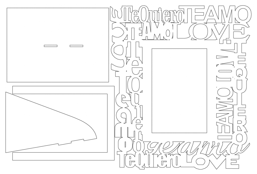 Portarretrato con letras «Te amo» — vector para corte CNC