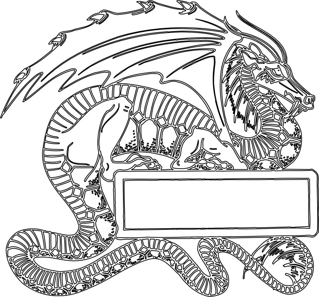 Dragón con placa — vector para corte CNC