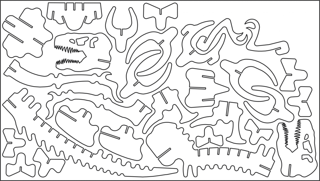 Osamenta de T-Rex — vector para corte CNC