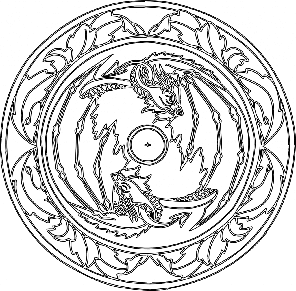 Ornamento de dragones — vector para corte CNC