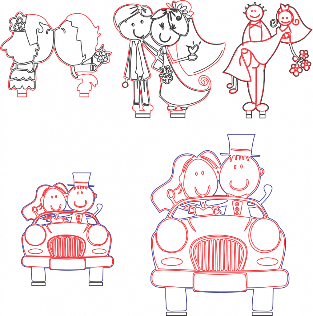 Imágenes de casamiento — vector para corte CNC