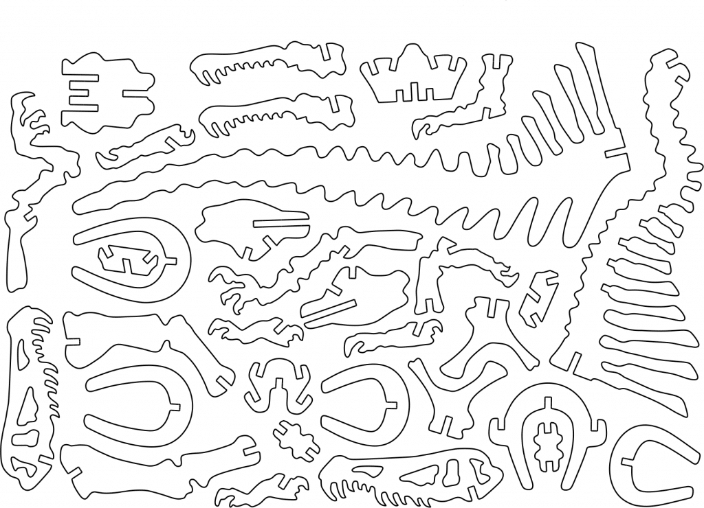Huesos de spiniosaurus a 4.75mm — vector para corte CNC