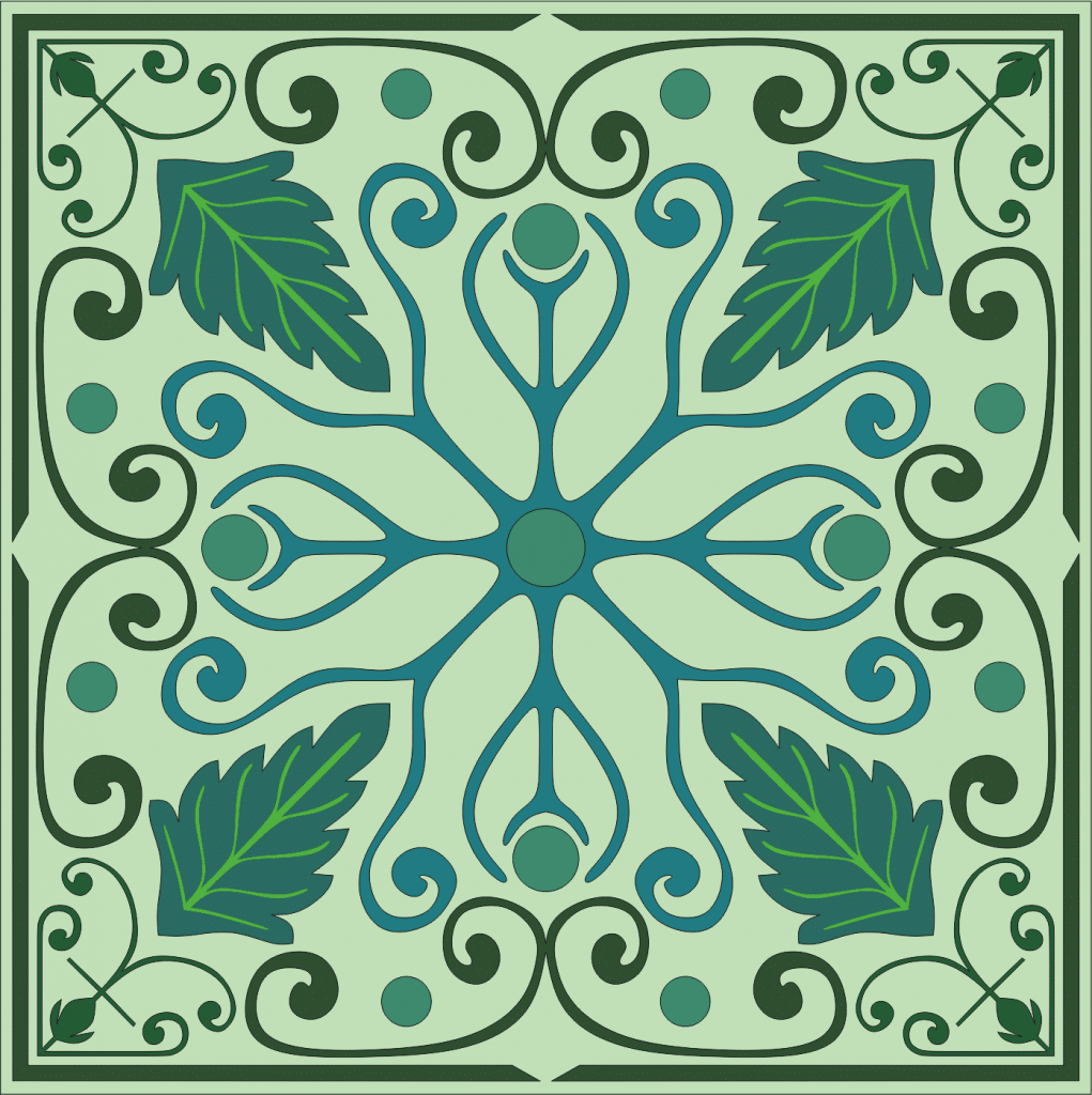 Diseño cuadrado de hojas — vector para corte CNC
