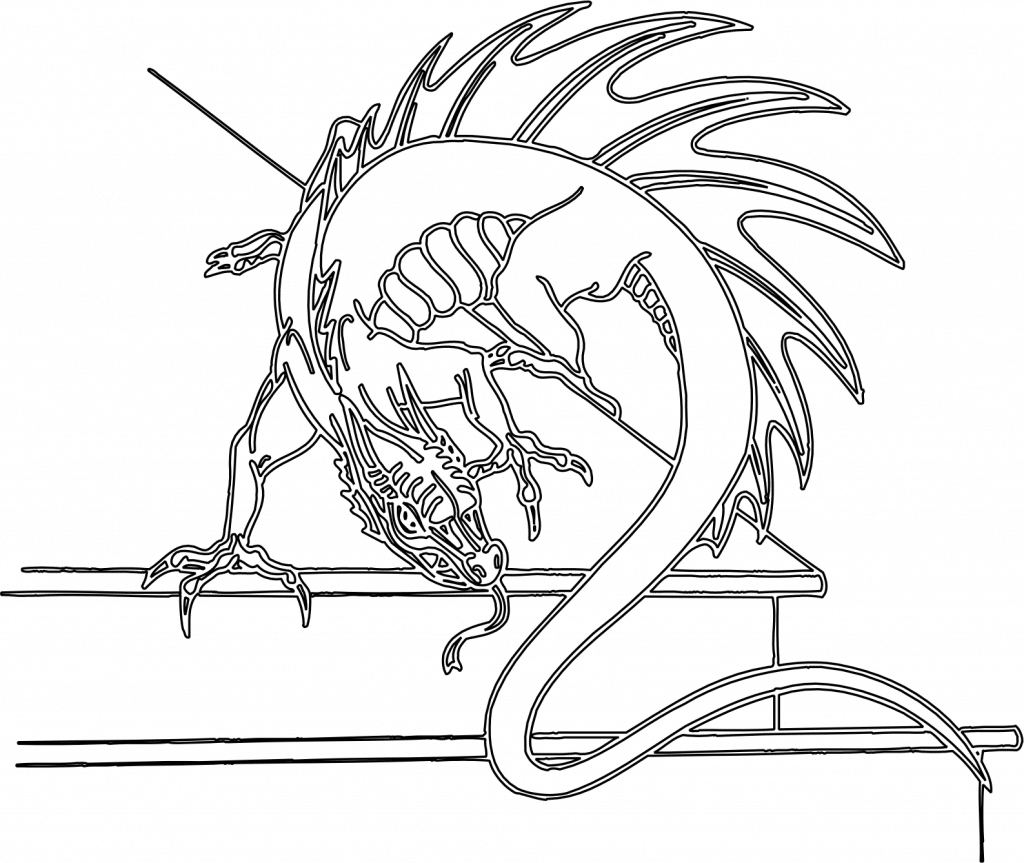 Dragón en escalera — vector para corte CNC