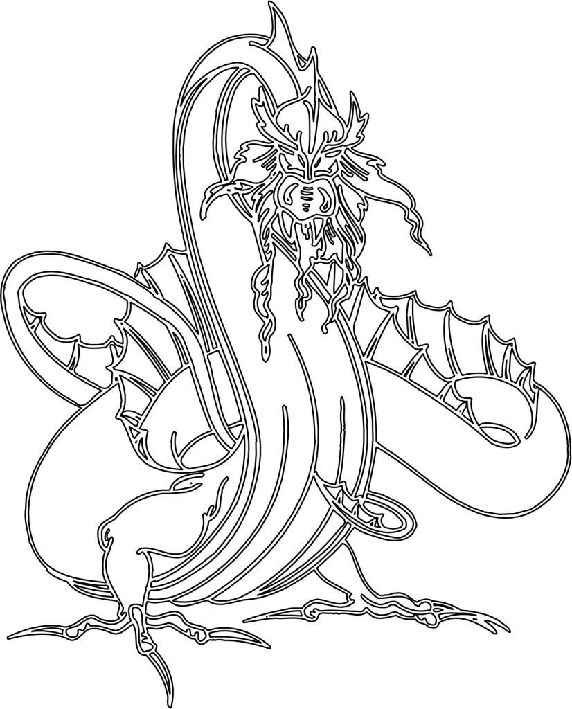 Dragón con fuego — vector para corte CNC