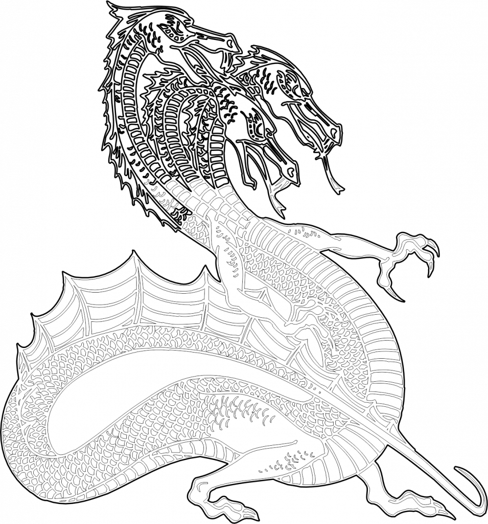 Dragón de tres cabezas — vector para corte CNC