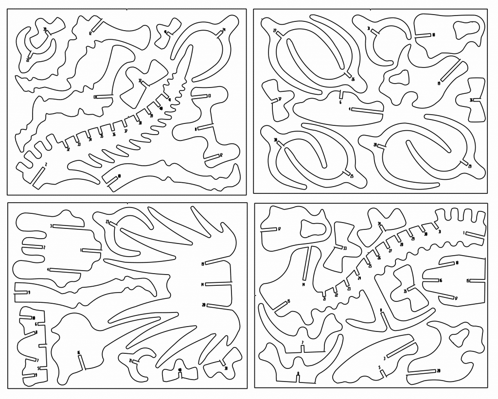 Esqueleto armable de Triceratops — vector para corte CNC