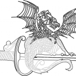 Poderoso dragón sobre espada - Vector descarganle para corte CNC y grabado laser gratis | Stanser