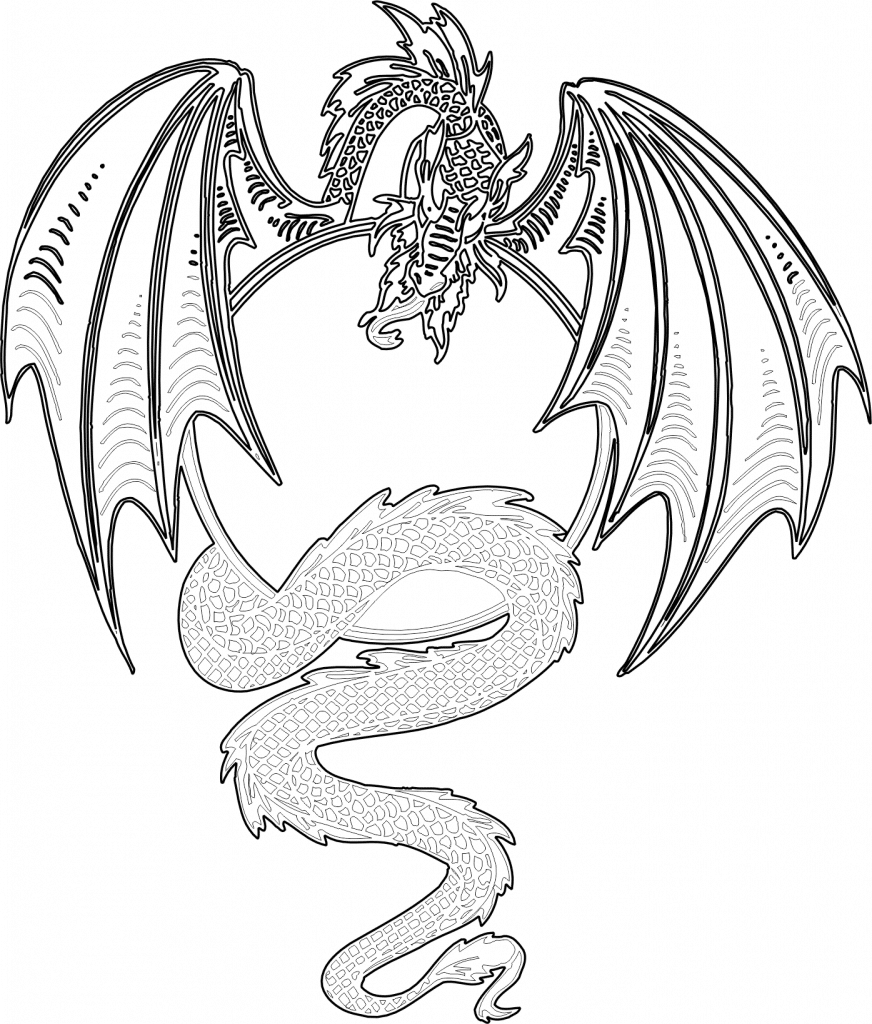 Dragón sobre su cola — vector para corte CNC