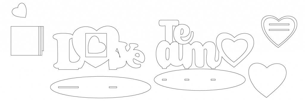 Letreros de amor con portarretratos — vector para corte CNC