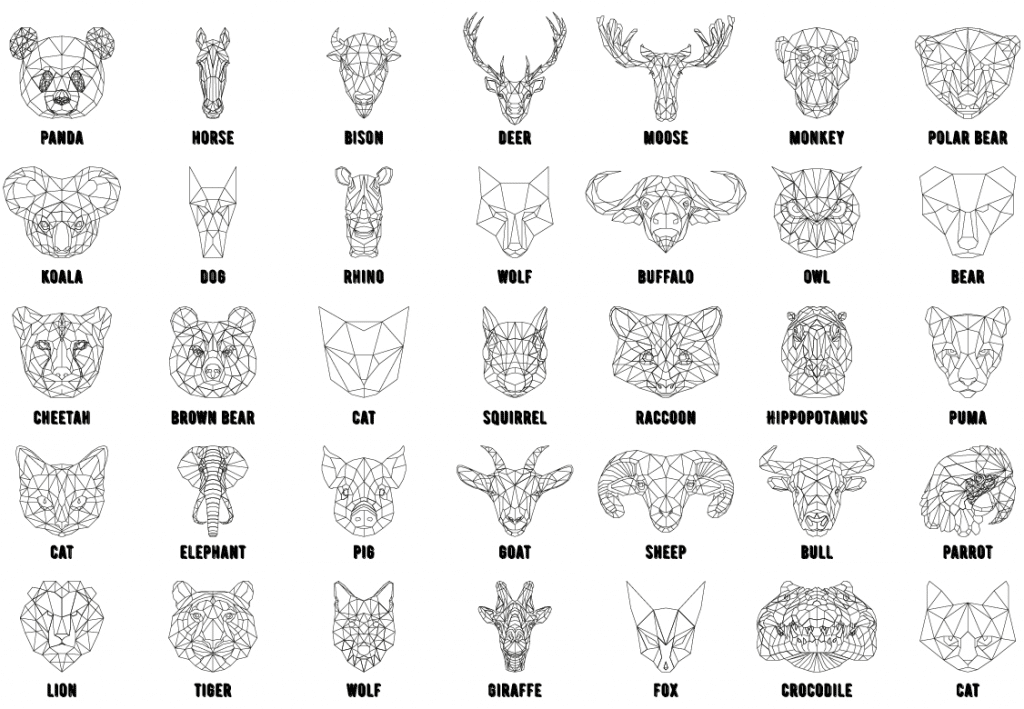 Colección de animales geométricos — vector para corte CNC
