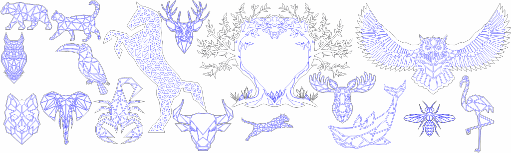 Animales geométricos — vector para corte CNC