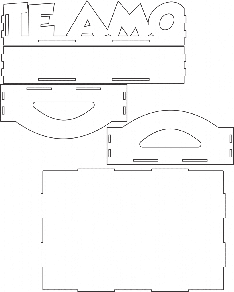 Bandeja «Te amo» — vector para corte CNC