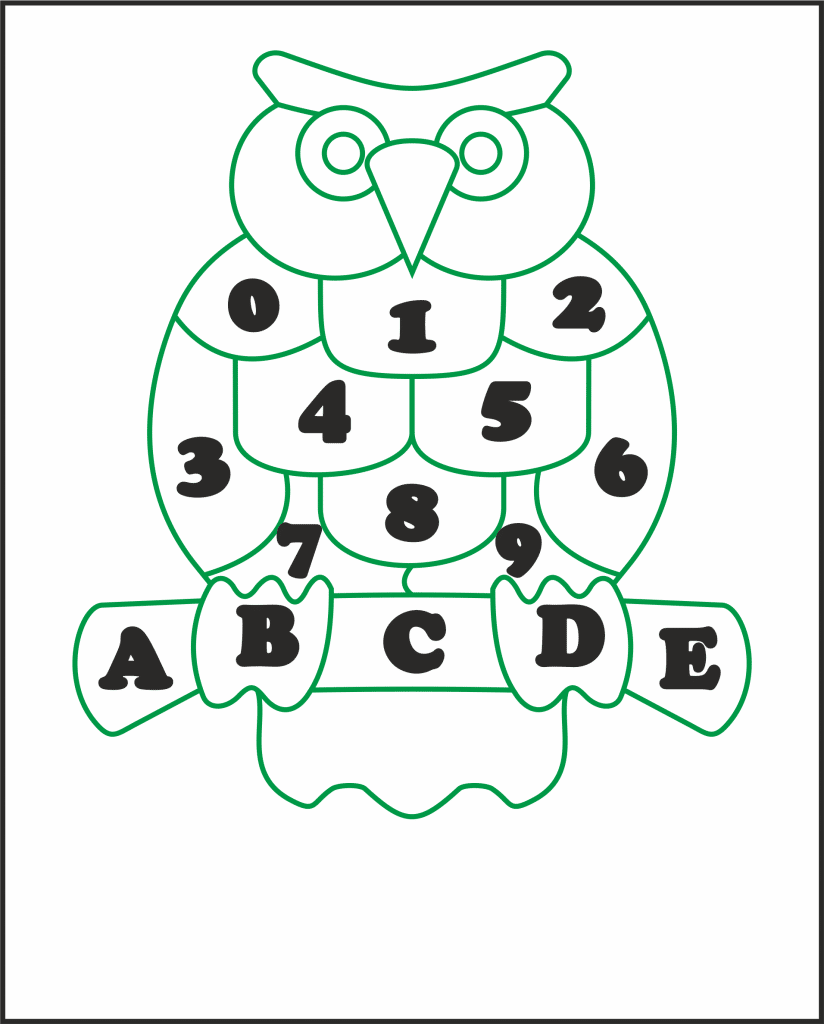 Búho «Letras y números» — vector para corte CNC