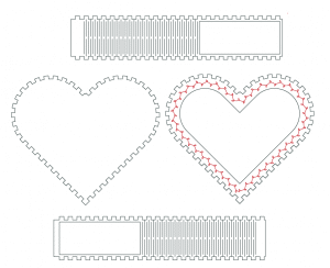 Caja de corazón con bisagras vivas